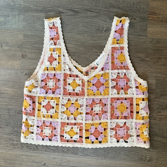 Love Riche Tops - Love Riche Multicolor Crochet Crop Top